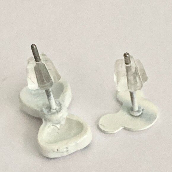 Vintage Disney Mickey Minnie Mouse Earrings Ears Bow Dots Icon White Disneyana - Picture 6 of 9